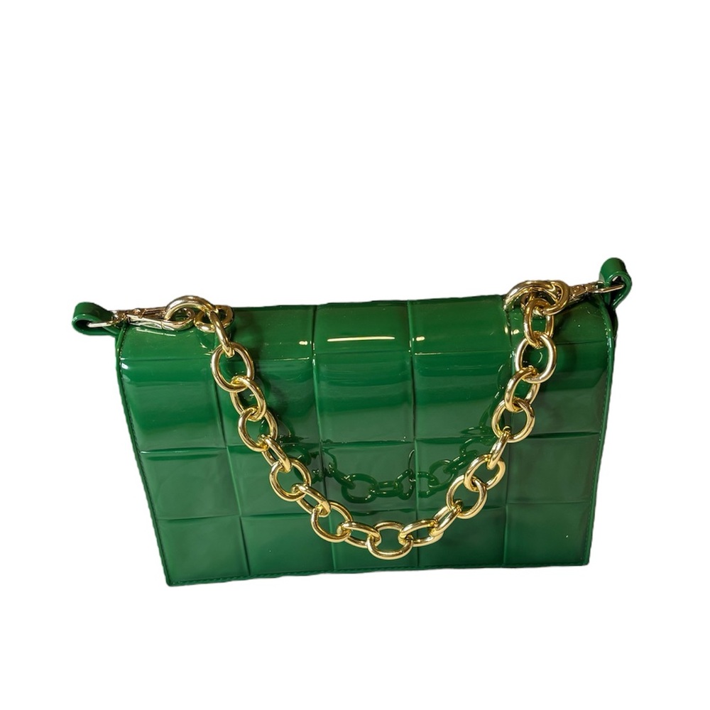 Green Purse with Gold Chain